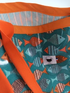 Cabas 3XL poissons turquoise/orange
