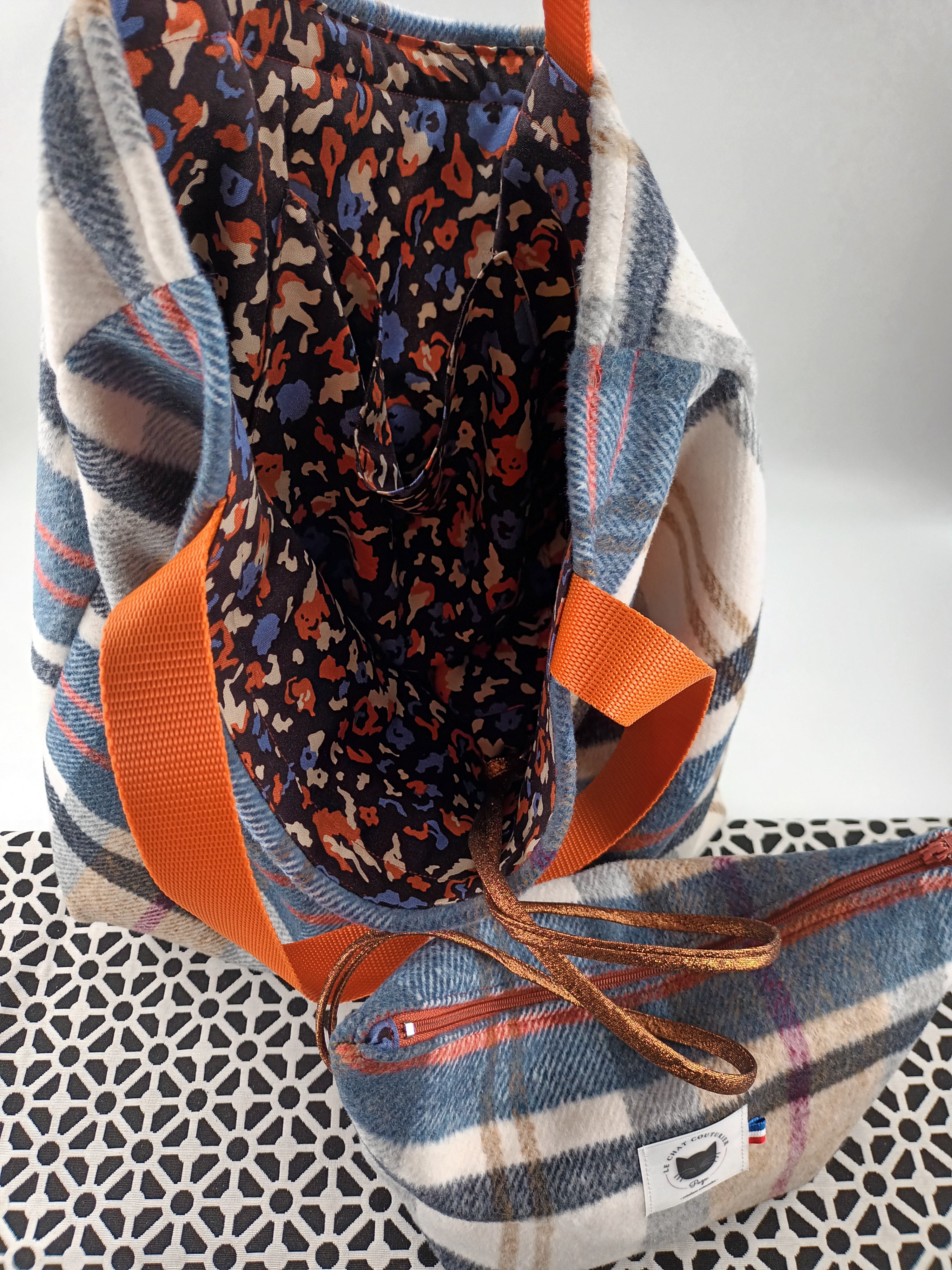 Cabas XXL et Pochette en laine